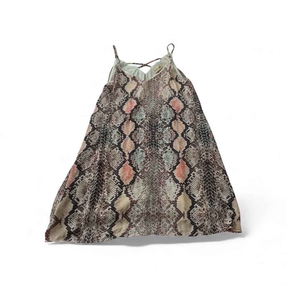Peach Love California Snake-Print Mini Slip Dress in Neutral and Blush